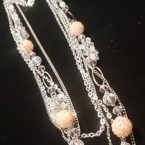 Loft long, layered & multi chain 24 to 34 inches long. Glass crystal cut beads
